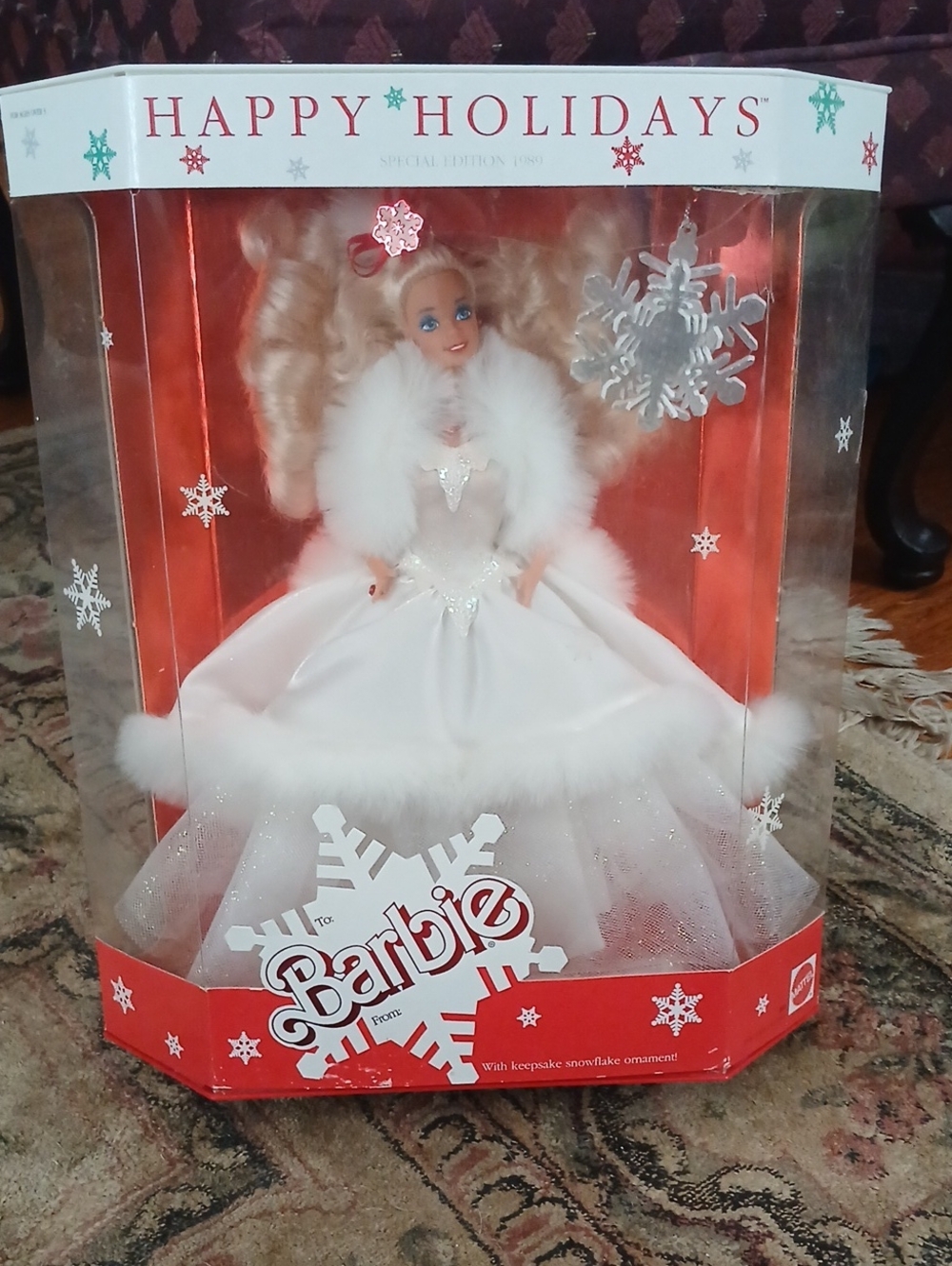 Barbie Happy Holidays White Holiday Doll - Barbie Brand Special EDITION 1989